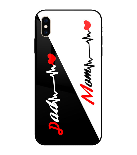 Dad Mom Heartline iPhone XS Max Glass Cover