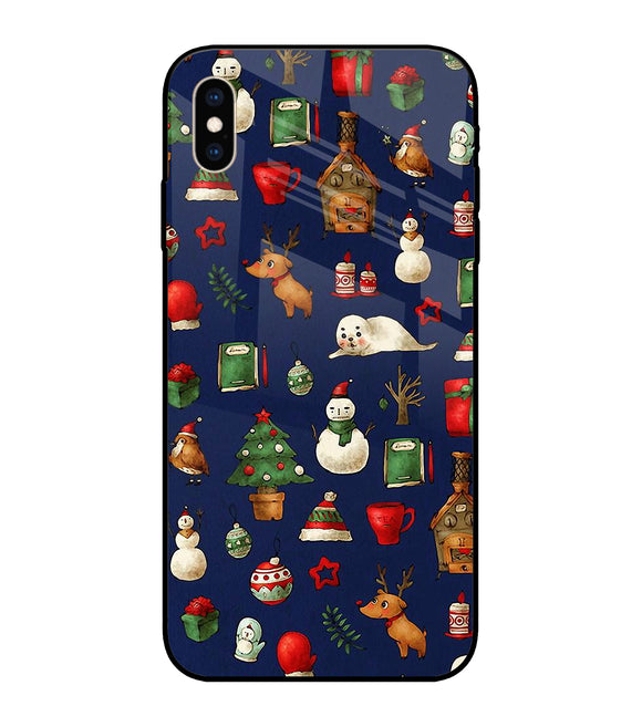 Canvas Christmas Print iPhone XS Max Glass Cover