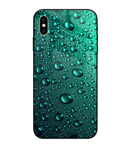 Green Water Drops iPhone XS Max Glass Cover