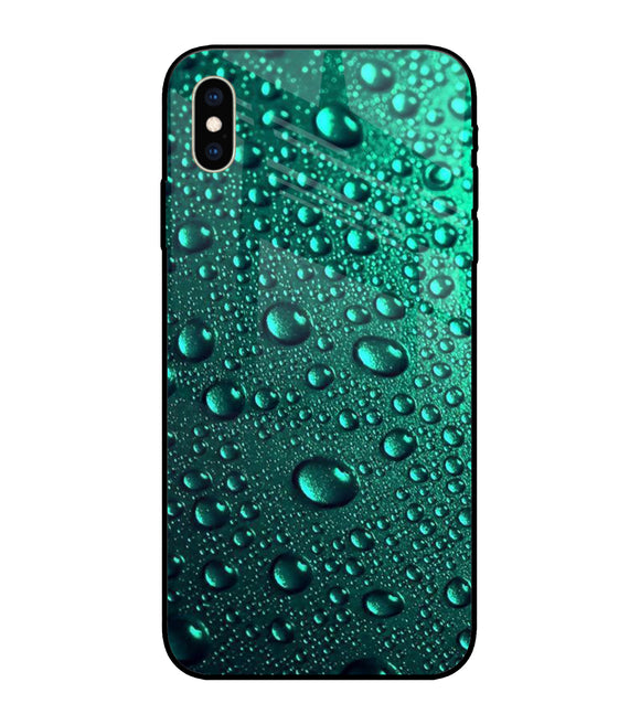 Green Water Drops iPhone XS Max Glass Cover