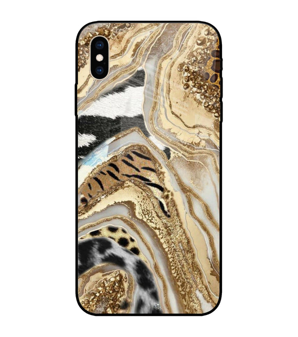White Golden Resin Art iPhone XS Max Glass Cover