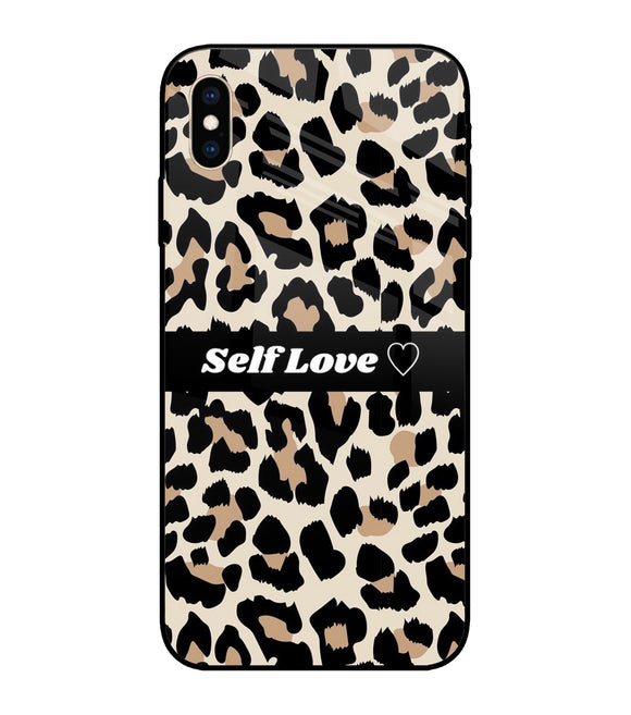 Leopard Print Self Love iPhone XS Max Glass Cover