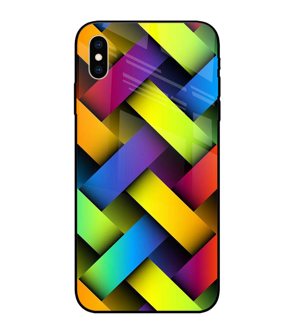 Abstract Colorful Stripes iPhone XS Max Glass Cover