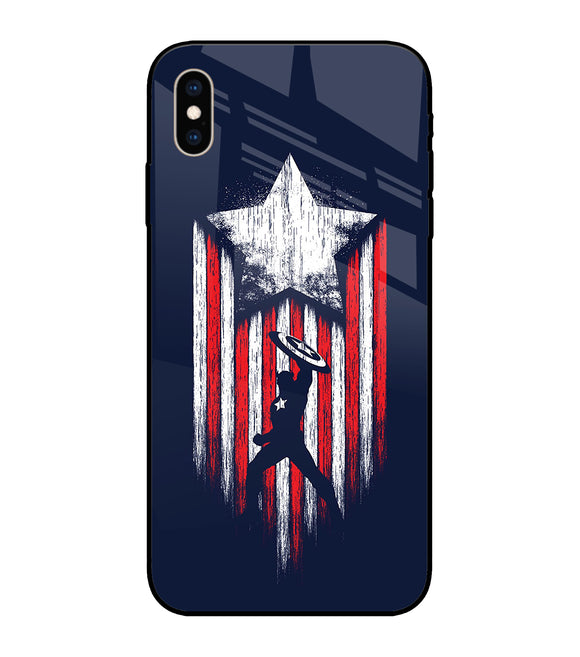 Captain America Marvel Art iPhone XS Max Glass Cover
