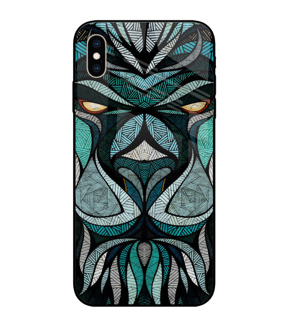 Lion Tattoo Art iPhone XS Max Glass Cover