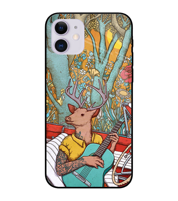Deer Doodle Art iPhone 11 Glass Cover
