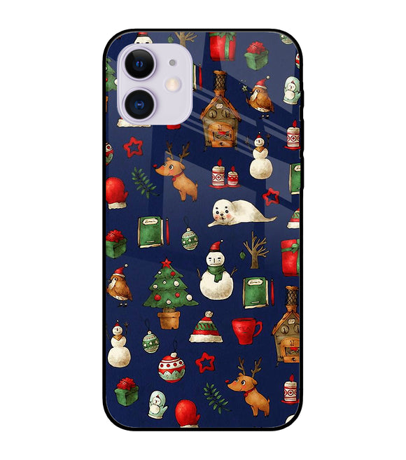 Canvas Christmas Print iPhone 11 Glass Cover