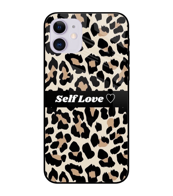 Leopard Print Self Love iPhone 11 Glass Cover