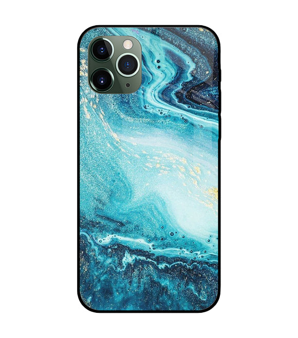 Blue Glitter Marble iPhone 11 Pro Glass Cover