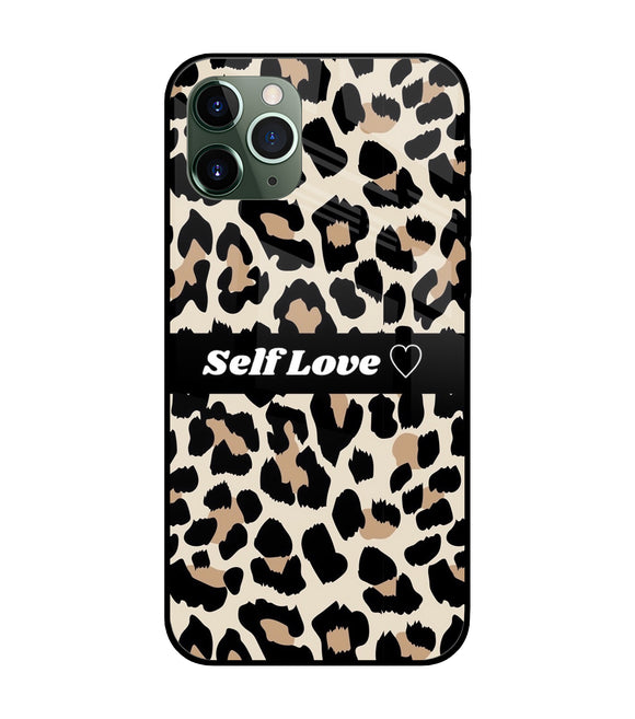 Leopard Print Self Love iPhone 11 Pro Glass Cover