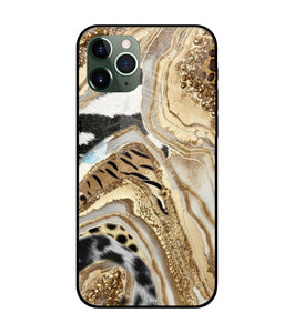 White Golden Resin Art iPhone 11 Pro Max Glass Cover