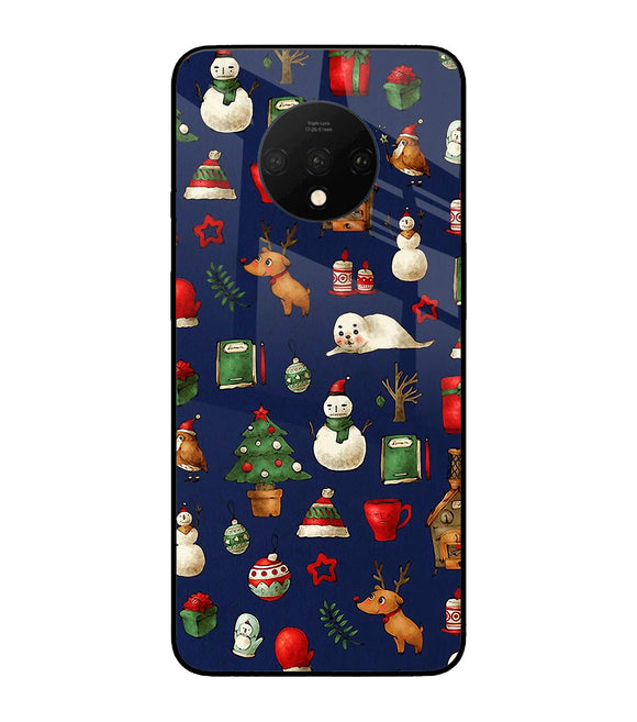 Canvas Christmas Print Oneplus 7T Glass Cover