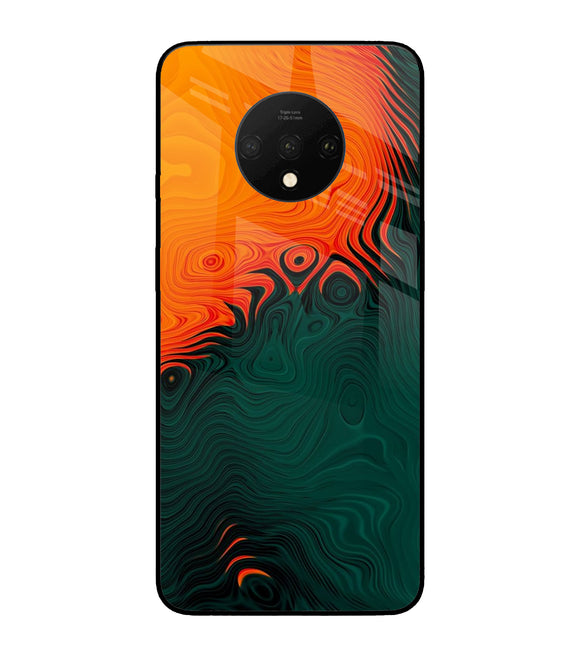 Orange Green Abstract Art Oneplus 7T Glass Cover