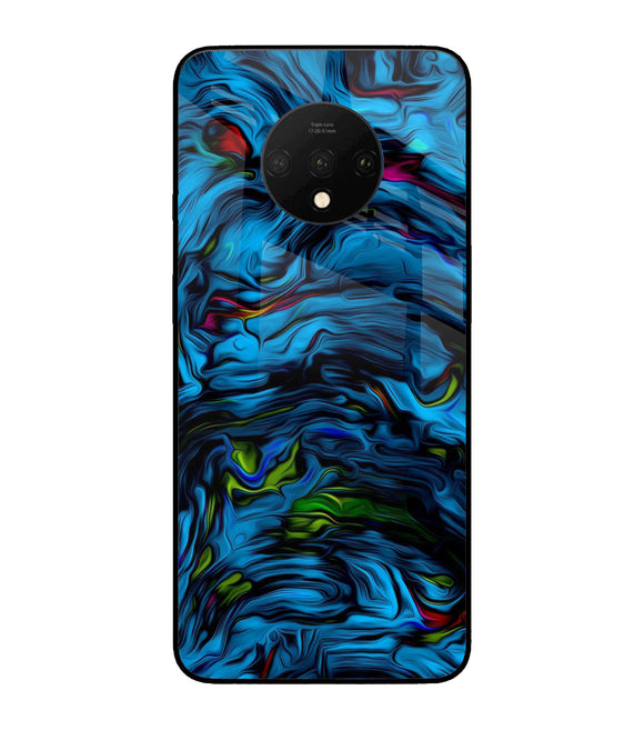 Dark Blue Abstract Oneplus 7T Glass Cover