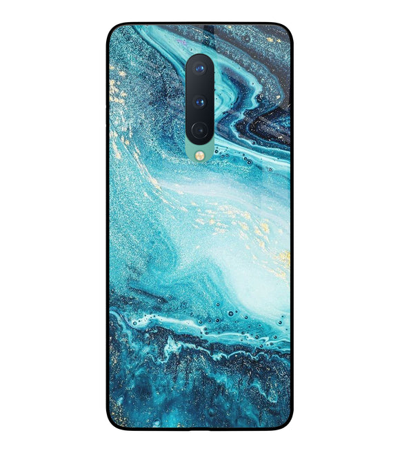 Blue Glitter Marble Oneplus 8 Glass Cover