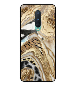 White Golden Resin Art Oneplus 8 Glass Cover