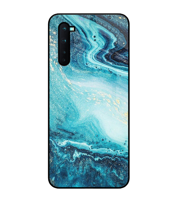 Blue Glitter Marble Oneplus Nord Glass Cover