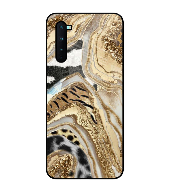 White Golden Resin Art Oneplus Nord Glass Cover