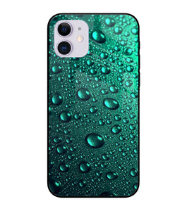 Green Water Drops iPhone 12 Glass Cover