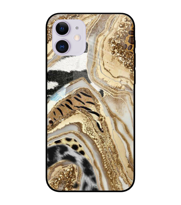 White Golden Resin Art iPhone 12 Glass Cover