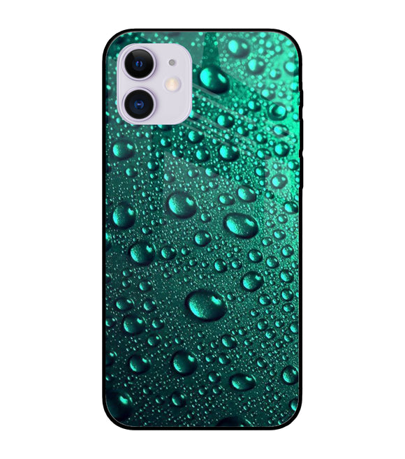 Green Water Drops iPhone 12 Mini Glass Cover