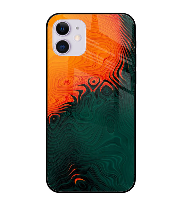 Orange Green Abstract Art iPhone 12 Mini Glass Cover