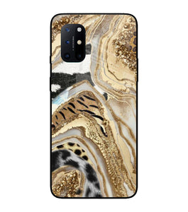 White Golden Resin Art Oneplus 8T Glass Cover