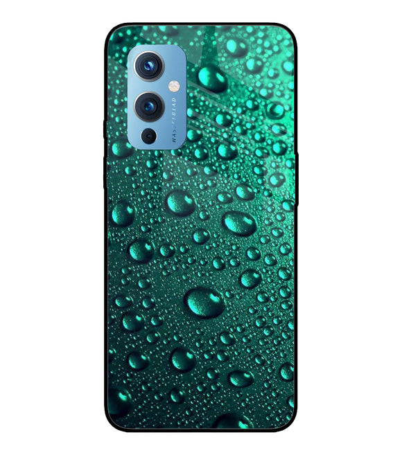 Green Water Drops Oneplus 9 Glass Cover