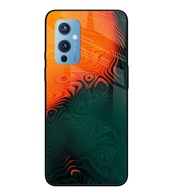 Orange Green Abstract Art Oneplus 9 Glass Cover