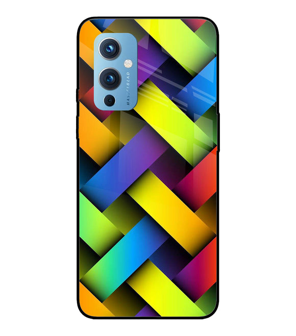 Abstract Colorful Stripes Oneplus 9 Glass Cover
