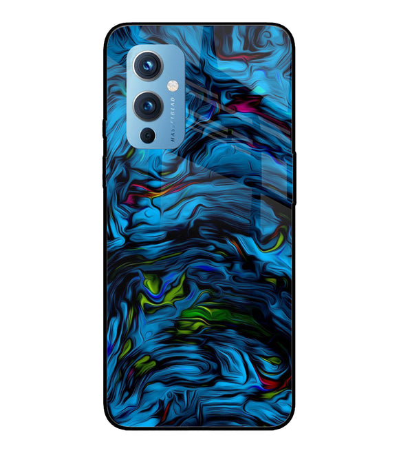 Dark Blue Abstract Oneplus 9 Glass Cover