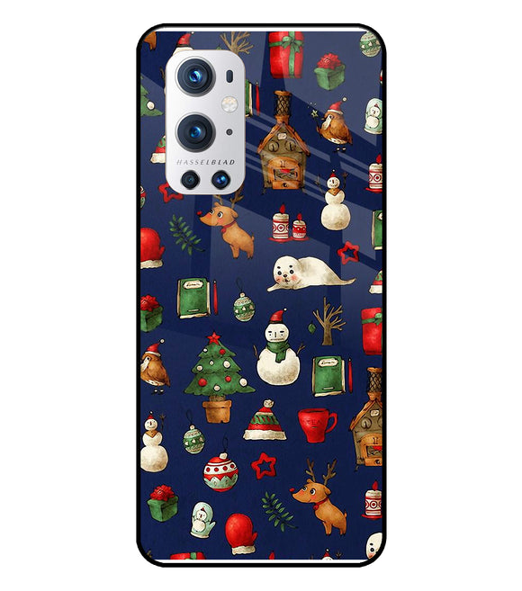 Canvas Christmas Print Oneplus 9 Pro Glass Cover