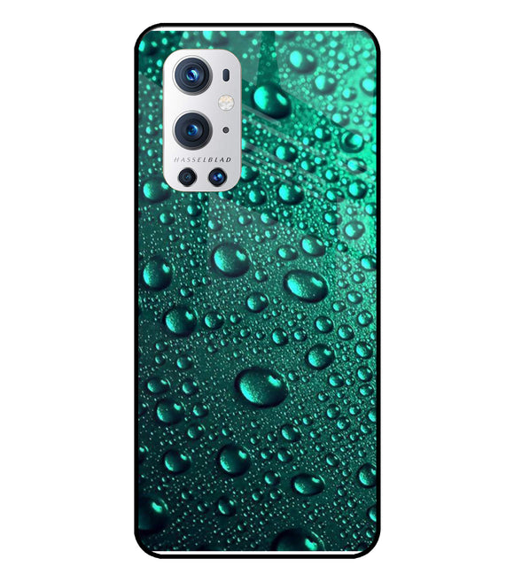 Green Water Drops Oneplus 9 Pro Glass Cover