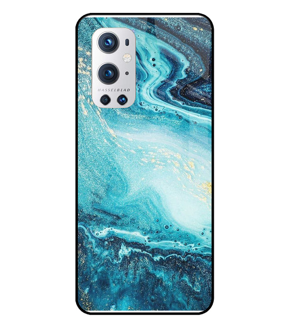 Blue Glitter Marble Oneplus 9 Pro Glass Cover