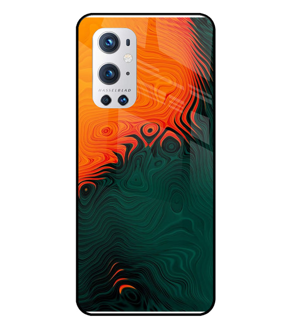 Orange Green Abstract Art Oneplus 9 Pro Glass Cover