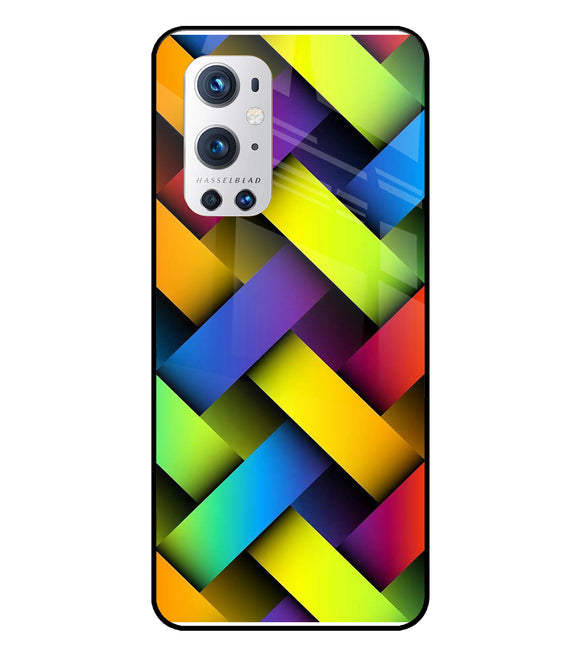 Abstract Colorful Stripes Oneplus 9 Pro Glass Cover