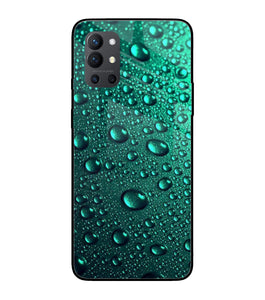 Green Water Drops Oneplus 9R Glass Cover