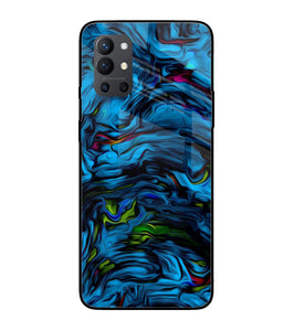 Dark Blue Abstract Oneplus 9R Glass Cover