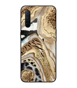 White Golden Resin Art Oneplus Nord CE 5G Glass Cover