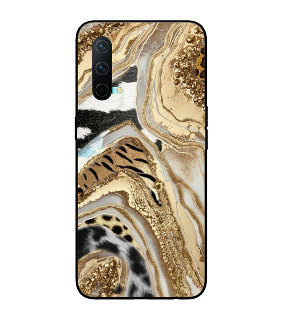 White Golden Resin Art Oneplus Nord CE 5G Glass Cover