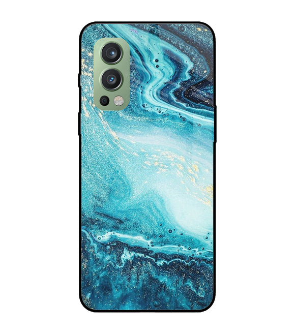 Blue Glitter Marble OnePlus Nord 2 5G Glass Cover