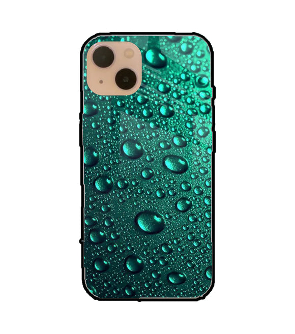 Green Water Drops iPhone 13 Glass Cover