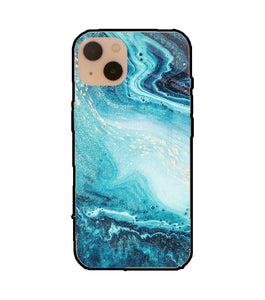 Blue Glitter Marble iPhone 13 Glass Cover