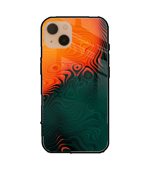 Orange Green Abstract Art iPhone 13 Glass Cover