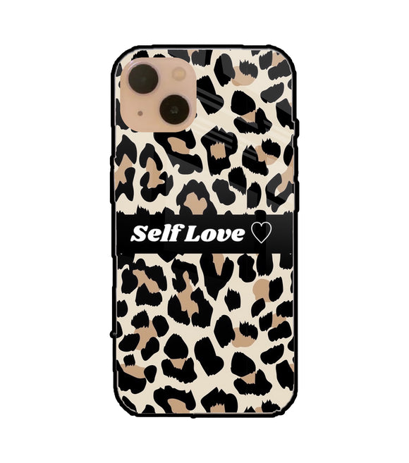 Leopard Print Self Love iPhone 13 Glass Cover