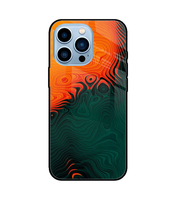 Orange Green Abstract Art iPhone 13 Pro Glass Cover