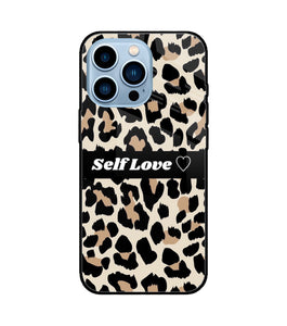 Leopard Print Self Love iPhone 13 Pro Glass Cover