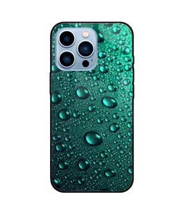 Green Water Drops iPhone 13 Pro Max Glass Cover