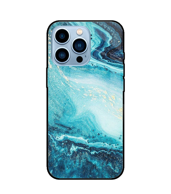 Blue Glitter Marble iPhone 13 Pro Max Glass Cover