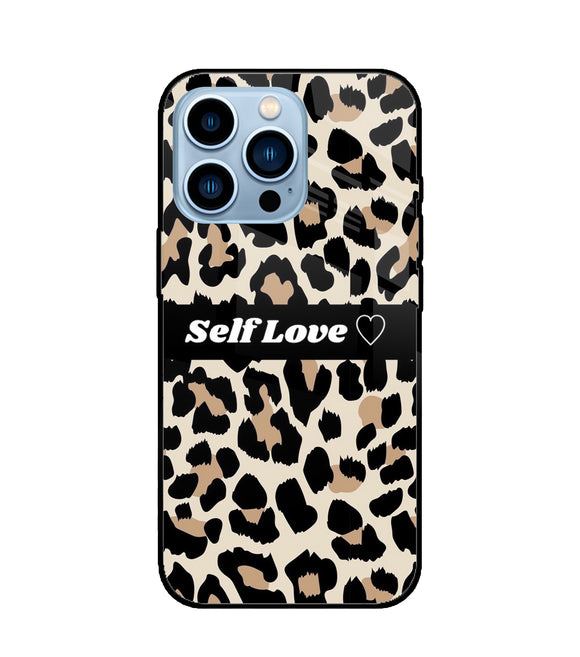 Leopard Print Self Love iPhone 13 Pro Max Glass Cover